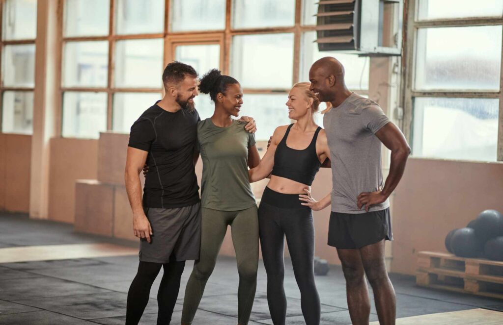 A diverse group enjoying a workout after the Myers IV Drip