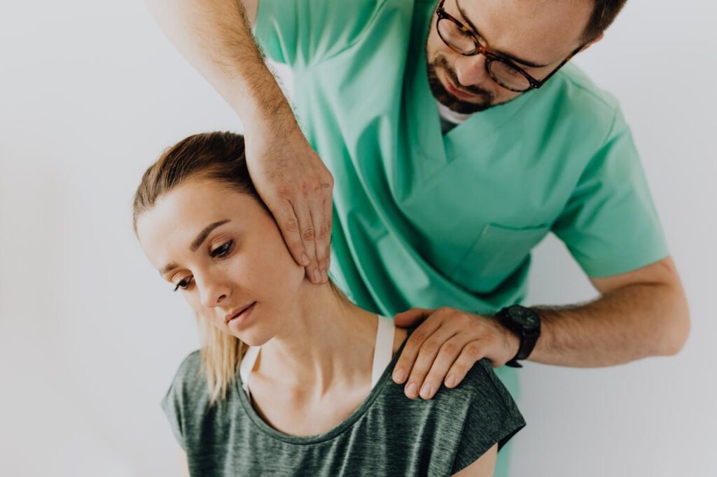 A doctor check his patient for joint pain